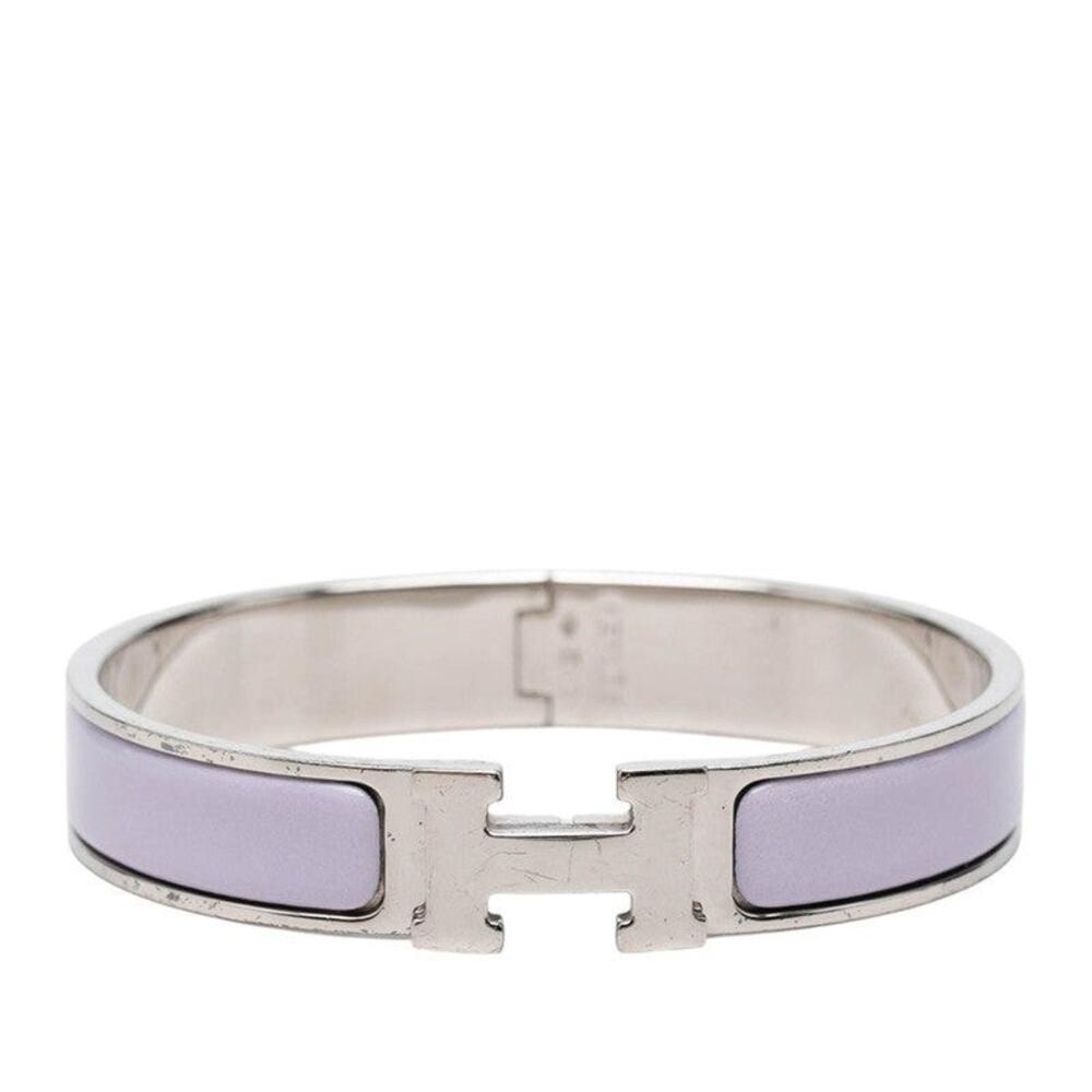 Hermes Clic H GM Enamel Bracelet Purple Silver